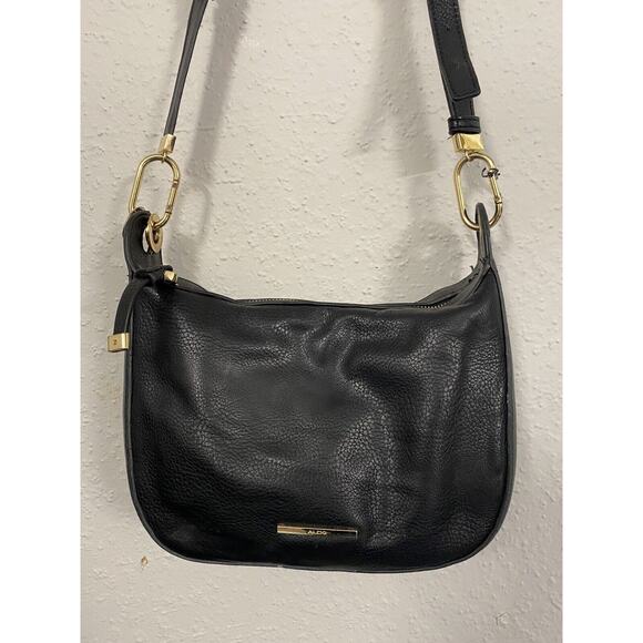 Aldo Handbags - RARE ALDO Vegan Leather Crossbody PURSE Bag in Black BRAIDED Gold Chain Strap